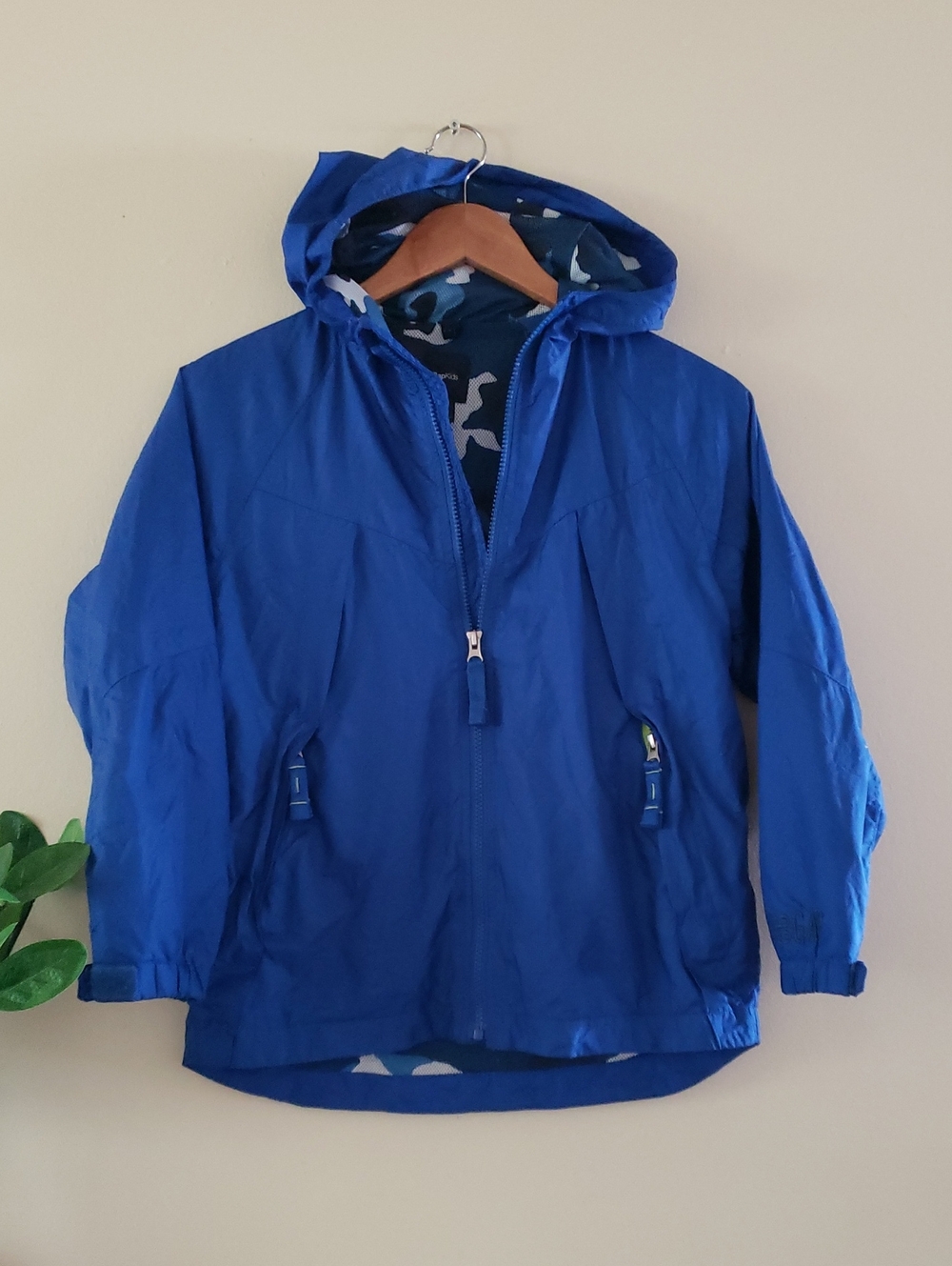 GAP KIDS Lined Hooded Rain Jacket - Blue - Sz 8